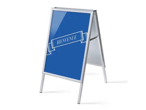 Stoepbord A1 complete set met print "BIENVENUE" Blauw
