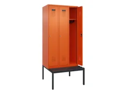 locker met bank,HxBxD 2120x900x815mm,3vak,vak B 300mm,cilinderslot