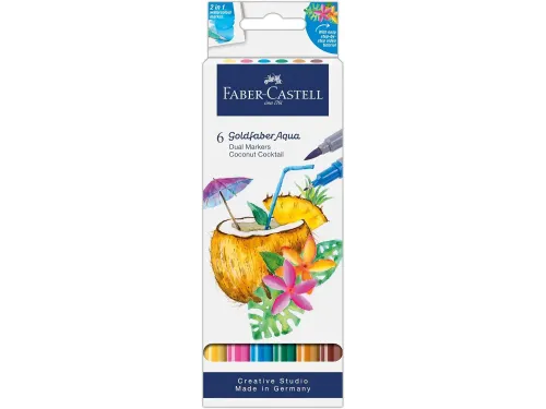 Duo aquarelmarker Faber-Castell Goldfaber kartonetui 6 stuks Coconut