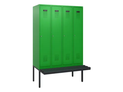 locker met bank,HxBxD 1950x1200x815mm,4vak,vak B 300mm,cilinderslot