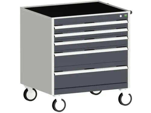 ladekast verrijdbaar 880x800x525mm 5laden romp RAL7035 front RAL7016