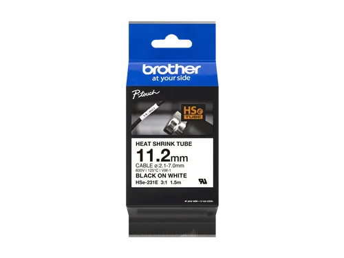 Brother HSe-231E krimpkous tapecassette Zwart op wit 11.2mm