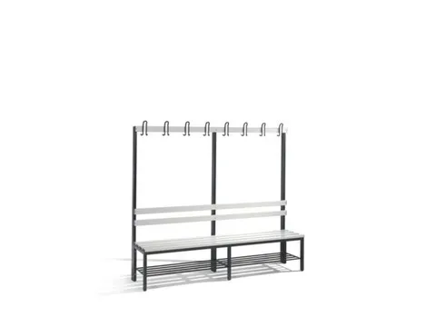 Omkleedbank 2000mm Pvc-Zitlatten Enkel Hakenlijst Schoenenrek Ral7021
