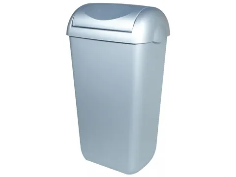 Afvalbak kunststof RVS look 43 liter met swing deksel, PQSA43M