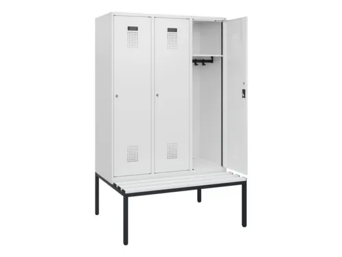 locker met bank,HxBxD 1950x1200x815mm,3vak,vak B 400mm,cilinderslot