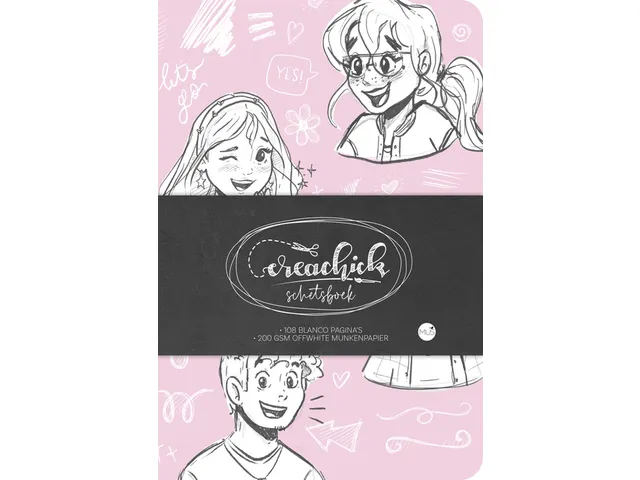 Schetsboek CreaChick Pink 108 pagina's Hardcover