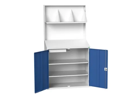 lessenaarkast achterwand 2000x1050x550mm 2 legbord/1lade/plank RAL5010