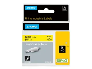 Labeltape Dymo Rhino 18058 Krimpkous 19mmx1.5m Zwart Op Geel - 3