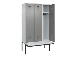 locker met bank,HxBxD 2120x1200x815mm,3vak,vak B 400mm,cilinderslot - 1