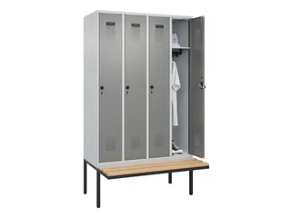 locker met bank,HxBxD 2120x1200x815mm,4vak,vak B 300mm,draaigrendel - 1
