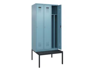 locker met bank,voor scheiding van kleding,HxBxD 2120x900x815mm,3vak - 1