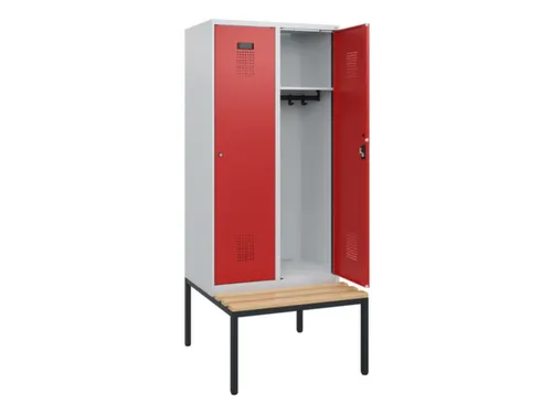 locker met bank,HxBxD 1950x800x815mm,2vak,vak B 400mm,cilinderslot