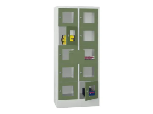 lockerkast,HxBxD 1850x800x500mm,2x5vakken,RAL7035,front RAL6011