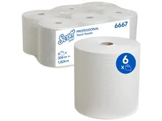 Handdoekrol Scott 1-laags 304m wit 6667 - 1