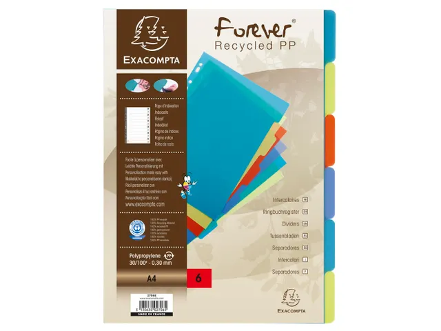 Tabbladen PP FOREVER A4 6 tabs ass