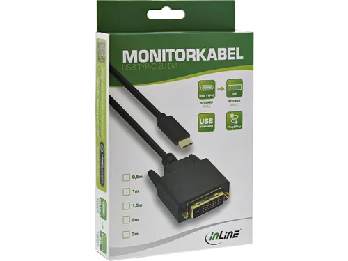 Kabel inLine USB-C DVI 24+1 3.1 1080P M/M 2 meter zwart