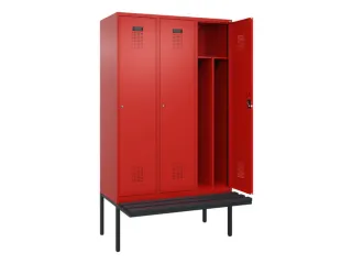 locker met bank,voor scheiding van kleding,HxBxD 2120x1200x815mm,3vak - 1