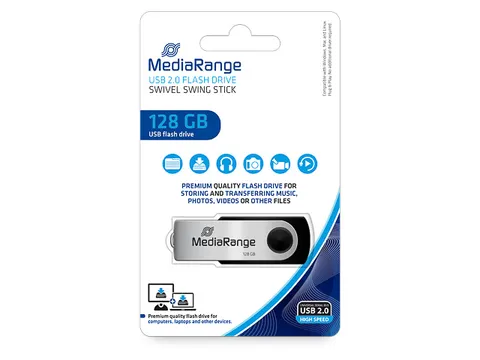 Mediarange Flexi Flash Drive 128Gb 15Mb/S Usb 2.0 Black-Silver