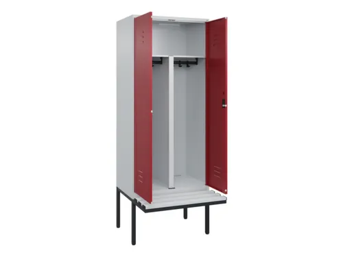 PBM-locker met bank,HxBxD 2120x800x815mm,2vak,vak B 400mm,cil.-slot