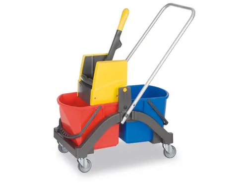 dweilwagen,emmer 2x17l ROOD/BLAUW,frame kunststof,4zwenkwielen