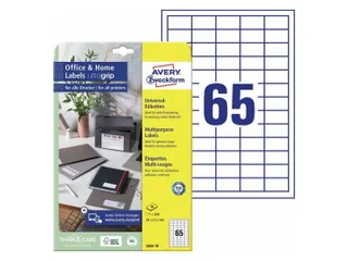 Etiket Avery permanent 3666-10 38x21.2mm wit 650 stuks 10 vel - 1