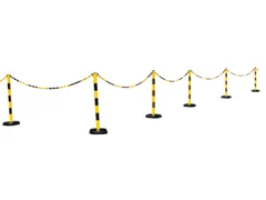 Kunststof Kettingstaanderset Geel Zwart Achthoekige Voet 6 Palen