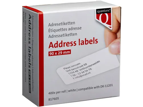 Labeletiket Quantore DK-11201 29x90mm adres wit