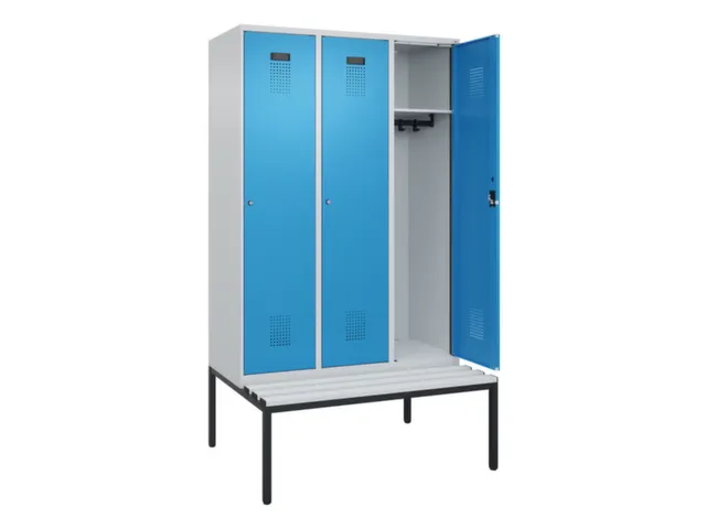 locker met bank,HxBxD 2120x1200x815mm,3vak,vak B 400mm,cilinderslot