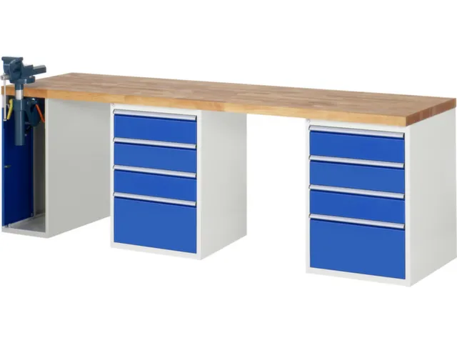 werkbank,HxBxD 890x2500x700mm,beukblad,draagverm. 750kg,3containers