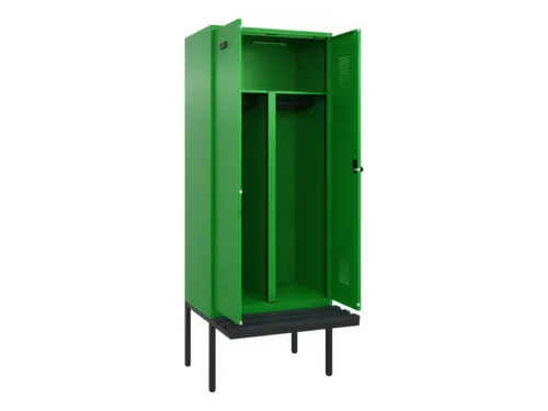 PBM-locker met bank,HxBxD 2120x800x815mm,2vak,vak B 400mm,draaigrendel