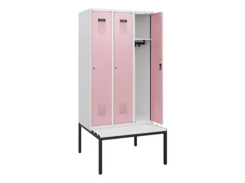 locker met bank,HxBxD 1950x900x815mm,3vak,vak B 300mm,cilinderslot