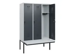 locker met bank,HxBxD 1950x1200x815mm,3vak,vak B 400mm,draaigrendel