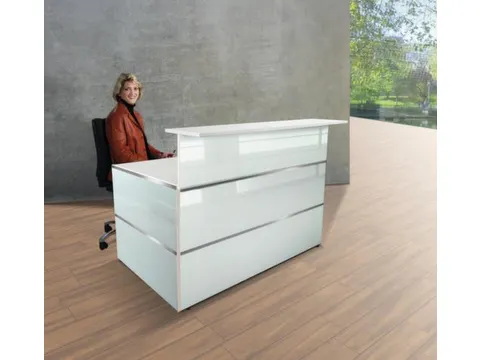 Balie Compleet bxd 1350x1015mm Recht Glazen Front wit