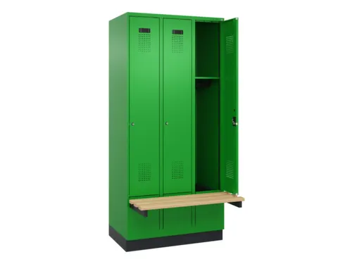 locker met bank,HxBxD 1950x900x815mm,3vak,vak B 300mm,cilinderslot