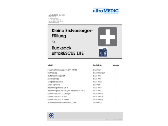 reddingsrugzak,DIN 14142/EHBO-set,Cordura,rood,HxBxD 450x270x180mm