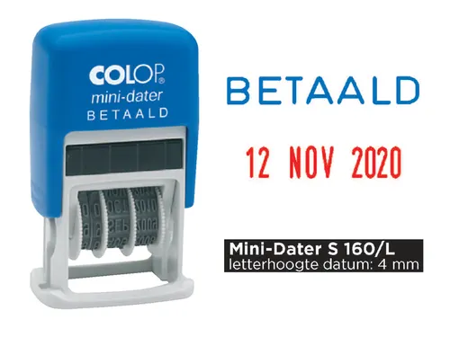 Woord-datumstempel Colop S160B betaald Rood Blauw