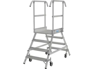 bordestrap,verrijdbaar,bordes H 1m,2x4treden,aluminium,4zwenkwielen - 3