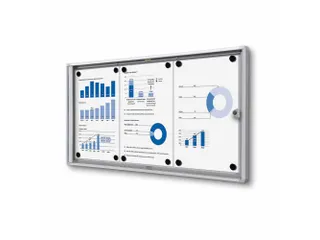 Vitrinekast Mededelingenbord Indoor Economy 3xA4 Zilver - 1