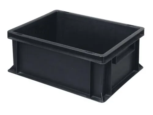 ESD-stapelbak,HxLxB 170x400x300mm,16l,PP,zwart,Wanden gesloten