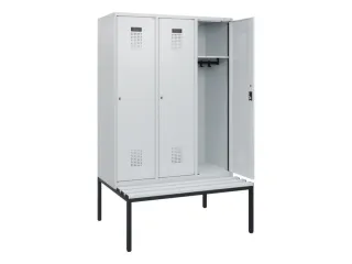 locker met bank,HxBxD 1950x1200x815mm,3vak,vak B 400mm,cilinderslot - 1