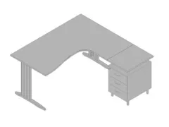bureauset bureau staand ladeblok rechts 730x1600x1650mm C-voet grijs