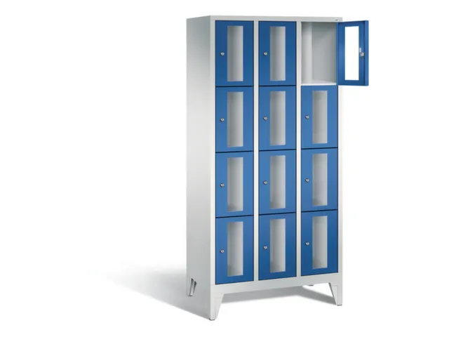 Lockerkast 1850x900x500mm 3x4 vakken Cilinderslot Poten, RAL5010