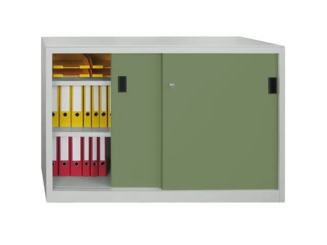 schuifdeurkast,HxBxD 1000x1500x500mm,RAL7035,front RAL6011