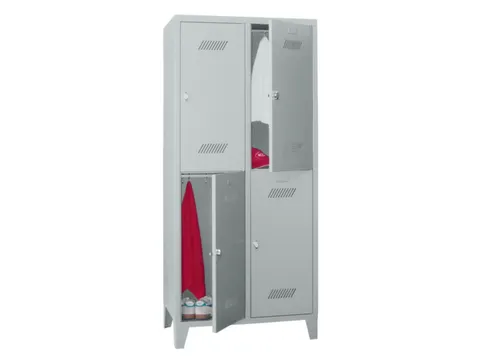 Garderobekast 1850x830x500mm 2x2 Vakken Klinksluiting Poten Ral7035