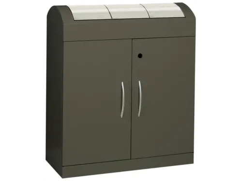 Afvalverzamelstation 3x45 Liter Romp Soft-Mokka Inworpkleppen Rvs