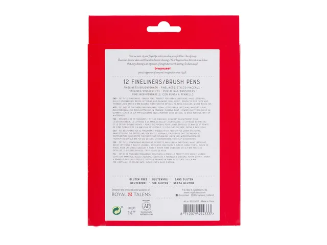 Duotip Bruynzeel Expression fineliner en brushpen set à 12 kleuren