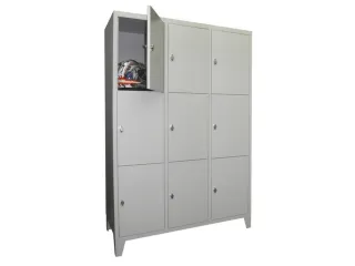 lockerkast,HxBxD 1850x1200x500mm,3x3vakken,RAL7035,front RAL7016 - 1