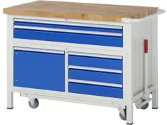 Werkbank 880x1250x700mm Beukenhouten Werkblad 5laden