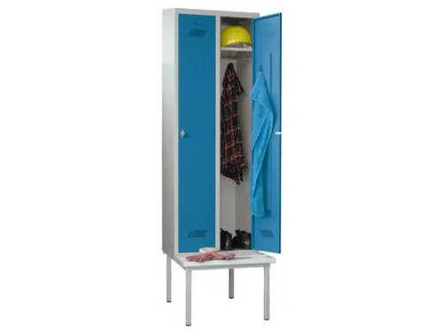 locker met bank,HxBxD 2150x800x500mm,2vak,RAL7035,front RAL5012