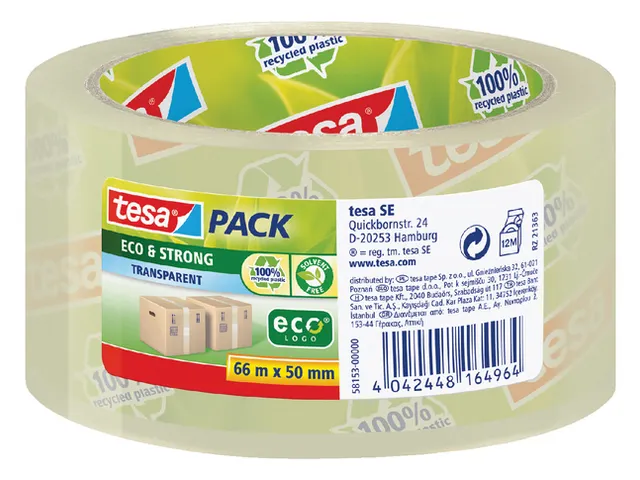 Verpakkingstape Tesapack Eco & Strong 50mmx66m Transparant PP